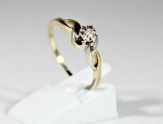 Antique Vintage 9 Carat Gold Diamond Solitaire Engagement Dress Ring Size P