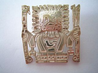 Vintage Antique Aztec God Brooch Sterling Silver 925 Peru