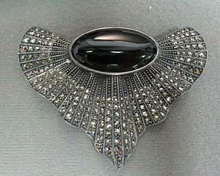 Judith Jack Sterling Silver Onyx And Marcasite Pin