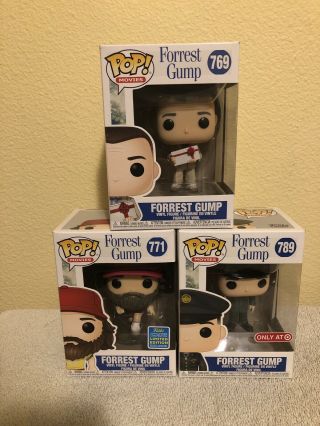 Funko Pop Forrest Gump With Beard 771 With Medal 789 And Chocolate Box 769