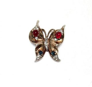 Trifari Alfred Philippe Sterling Silver Rhinestone Butterfly Earring For Repair