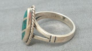 Vintage Sterling Silver Navajo Turquoise band Ring size 8 3