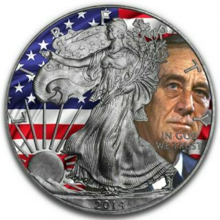 2014 1 Oz Silver $1 American Eagle Usa Vs Ussr Wwii Cold War Coin.