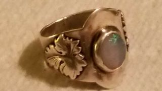 VINTAGE ARTS AND CRAFTS STERLING SILVER FIRE OPAL RING SZ 11 2