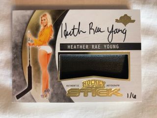 2014 Heather Rae Young 1/6 Benchwarmer Hockey Gold Foil Hockey Stick/auto Card