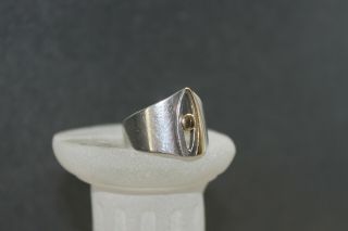 Signed JPA Mid Century Modern STERLING Silver & 10 k GOLD Ring 8 1/2 2