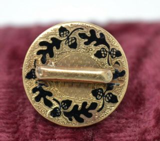 Victorian C.  1880 14k Solid Gold & Taille D’epargne Enamel Tie Tack/lapel Pin