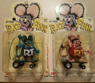 Ed Roth 6” Rat Fink Action Figures On Skateboard Jonzo Sideshow Toy Nip