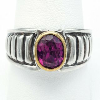 Lagos Caviar Sterling Silver & 18k Gold Tourmaline Band Ring 8.  5 Gr Size 10.  25