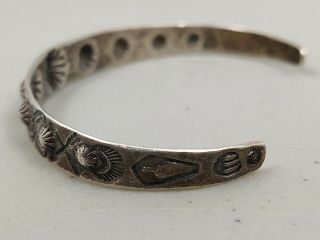 ANTIQUE NATIVE NAVAJO INGOT SILVER CUFF BRACELET W/ REPOUSSE AND HAND STAMMPED 3