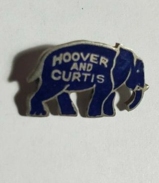 Orig C 1928 Herbert Hoover & Charles Curtis Blue Enameled Elephant Pin No Res