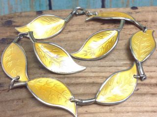 David Andersen Norway Enameled Sterling Silver Leaf Bracelet & Earrings (e15)