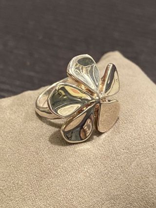 Rlm Sterling Silver.  925 Modern Flower Ring Size 7