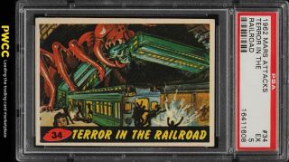 1962 Topps Mars Attacks Terror In The Railroad 34 Psa 5 Ex