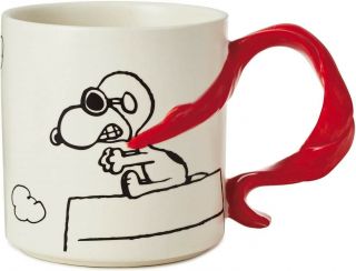 Peanuts Snoopy Red Baron Flying Ace Red Scarf Ceramic Mug - - Rare