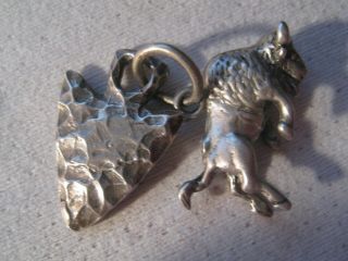 Vintage Sterling Silver 3d Buffalo Charm With Attach Silver Arrowhead