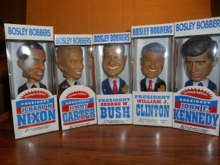 5 Bosley Bobbers Presidential Bobble Heads Nixon Bush Clinton Carter Kennedy