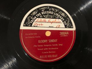 Billie Holiday Gloomy Sunday / Night And Day Columbia 38044 Vg,  /nm -