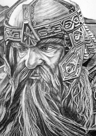 Aceo Sketch Card Lord Of The Rings John Rhys - Davies Dwarf Gimli