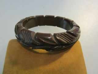 Bakelite Deeply Carved Chocolate Brown Bangle Bracelet