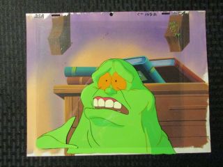 Real Ghostbusters Cartoon Animation Cel & Painted Background 243 D - 1 Slimer