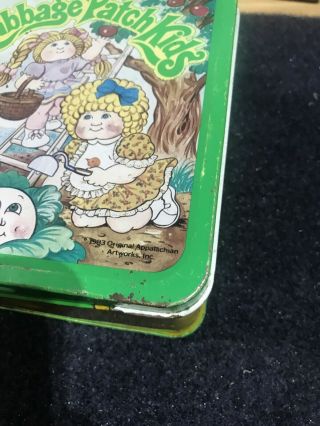 Vintage 1983 Cabbage Patch Kids metal lunch box & Thermos set 2