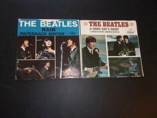 45 Rpm Picture Sleeves Only The Beatles Rain/a Hard Day 