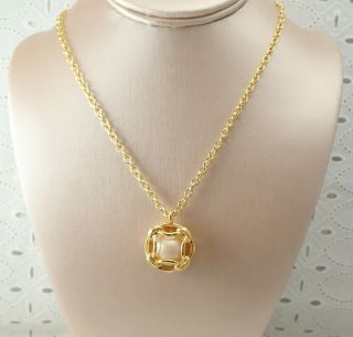 Vintage Joan Rivers Caged Faux Pearl Chain Link 29 " Gold Tone Pendant Necklace