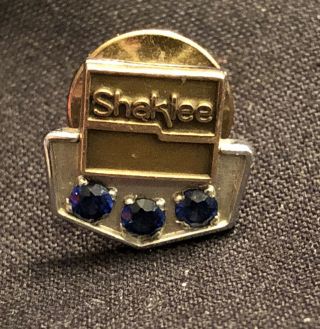 Vintage Shaklee Employee Service Pin 10k Gold Tie Tack Blue Sapphires