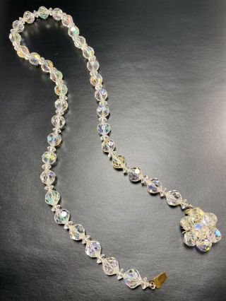 Vintage High End Necklace 22” Aurora Borealis Faceted Crystal Lot4
