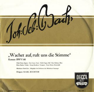 Bach Cantata B.  140 Karl Richter Owen Lutze Engen Decca Blk - 16071 Lp Pink/gold