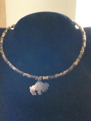 Vintage Men ' s Sterling Silver Native American Buffalo Choker Tigers Eye Necklace 3