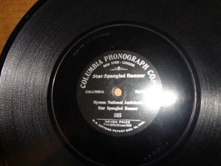 1905 Columbia Phonograph Co 1 - Sided 78/columbia Band/star Spangled Banner