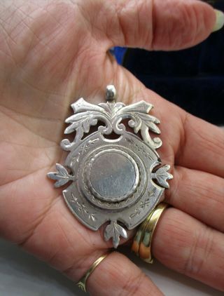 An Antique Late C19th Or Early C1900s " Large " Silver Hallmarked Fob / Pendant
