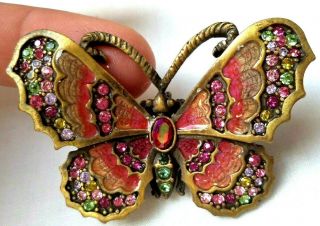Rare Estate Signed Jay Strongwater Rhinestone Butterfly 2 1/4 " Brooch G640