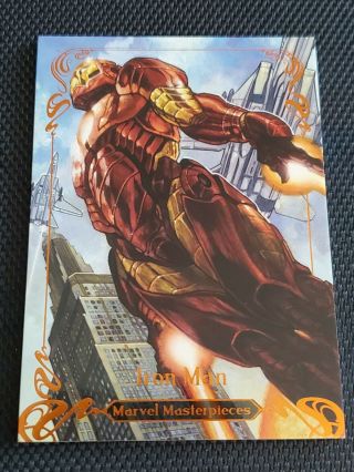 2018 Marvel Masterpieces Iron Man 89 Legendary Orange /99