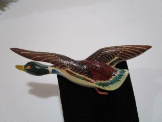 Vintage Hand Carved Painted Wood Wooden Mallard Duck Pin