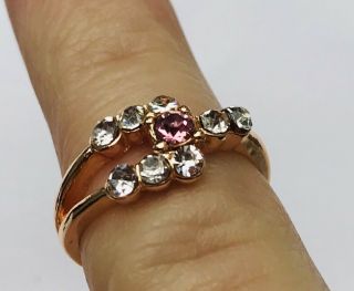 Pretty Dainty 1960’s 18k Gold White And Pink Sapphires Ring Size 6us/luk