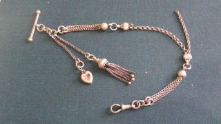 Antique Victorian English Sterling Silver Albertina Watch Chain Bracelet Ca 1890