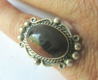 Vintage Sterling Silver OLD PAWN Southwest Striped AGATE RING Size 5 Signed 2