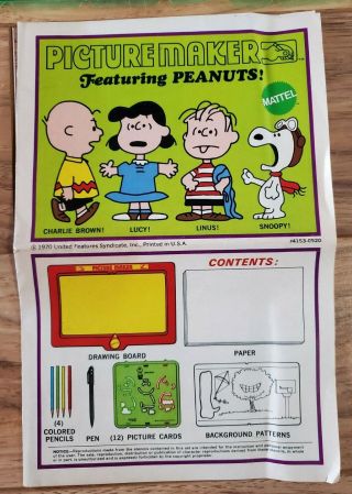 RARE 1969 Mattel’s Picture Maker Peanuts And Snoopy Vintage 3