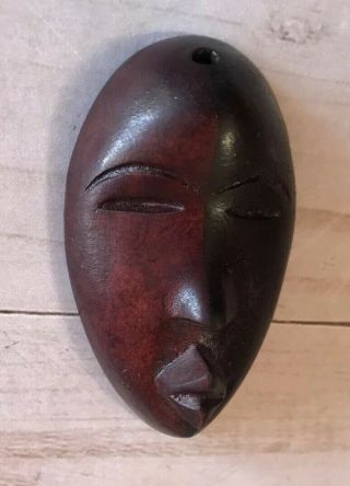 Carved Wood African Tribal Face Mask Pendant For Necklace Unisex