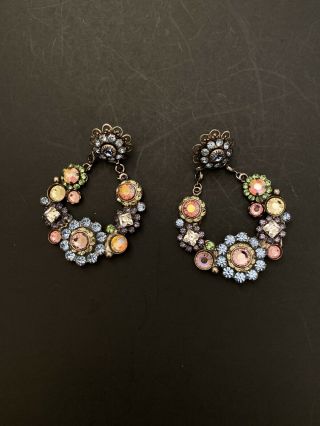 Vintage Sorrelli Colourful Crystal/rhinestone/silver Tone Dangle Earrings