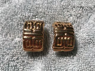 Vintage Givenchy Gold Tone Logo Clip On Earrings