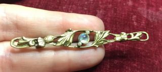 Vintage Art Nouveau Brooch With Scottish Thistles And Moonstone Cabochon