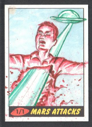 Mars Attacks Heritage Topps 2012 Sketch Art Card 1/1 By Shaun Stroup