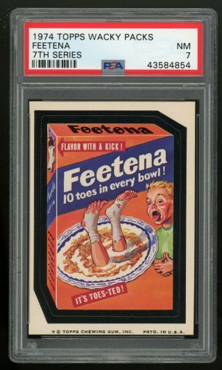 1974 Topps Wacky Packs 7th Series " Feetena " Psa 7 Nm 43584854