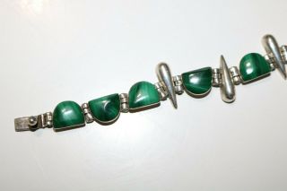 Vintage Sterling Silver 950 Bracelet With Malachite Stones (green)