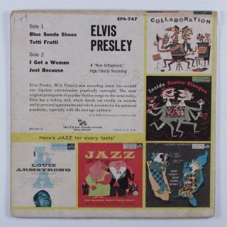 Rock & Roll 45 ELVIS PRESLEY Blue Suede Shoes RCA VICTOR 4 - song EP pic sleeve 2