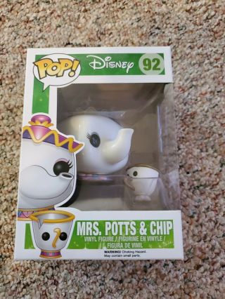 Funko Pop Disney: Mrs.  Potts & Chip 92 (beauty And The Beast) Vaulted